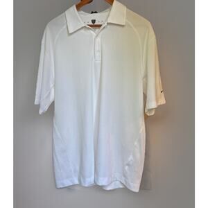 Nike Men’s Golf ⛳️ Polo Size L Large Solid White Spring Summer Dri-Fit Excellent